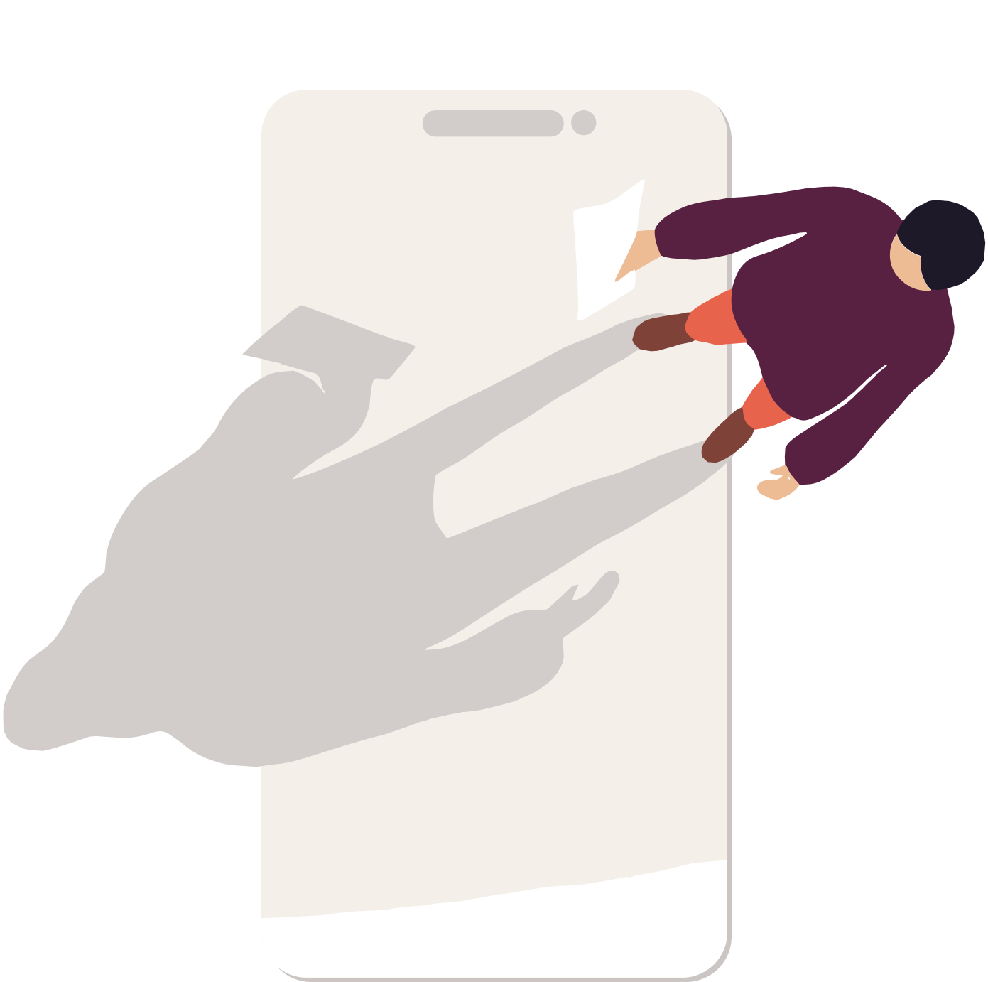 Man holding envelope on top of mobile phone